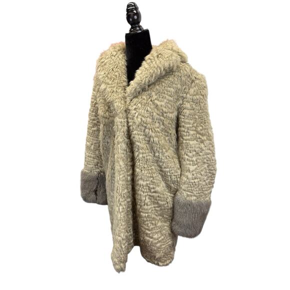 Laundry by Shelli Segal Faux Fur Coat Brown Gray Long Sleeve Small Hook Eye - Picture 9 of 16